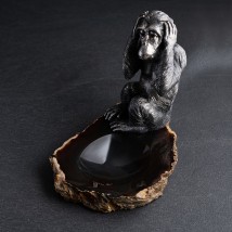 Серебряная фигура ручной работы (пепельница и зажигалка) 23112 Онікс
