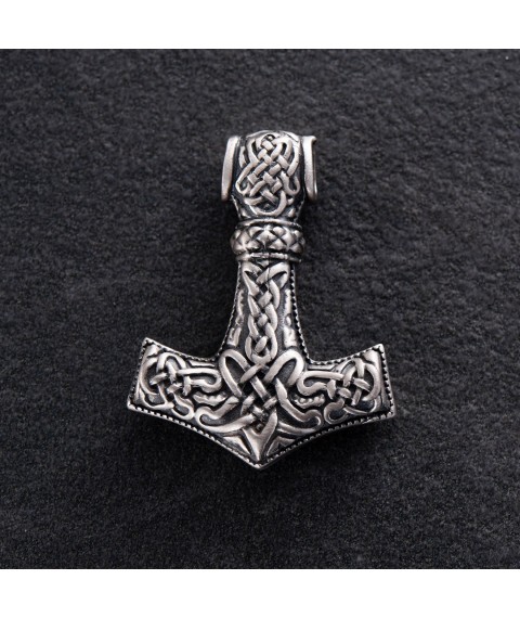 Silver pendant "Thor's Hammer" 132748 Onyx