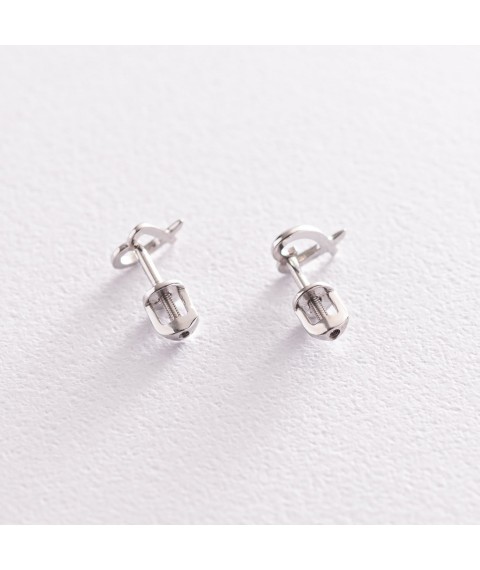 Earrings - studs "Hearts" in white gold s07122 Onyx