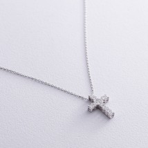 Хрестик у білому золоті з діамантами 125101121 Онікс