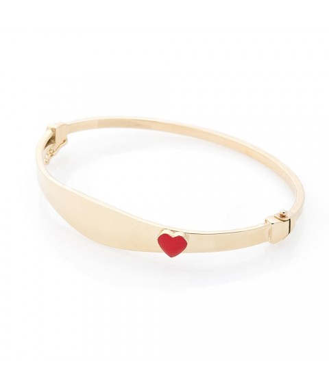 Gold children's bracelet "Heart" (enamel) b03358 Onix