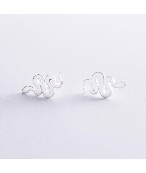 Silver earrings - studs "Snakes" 123231 Onyx