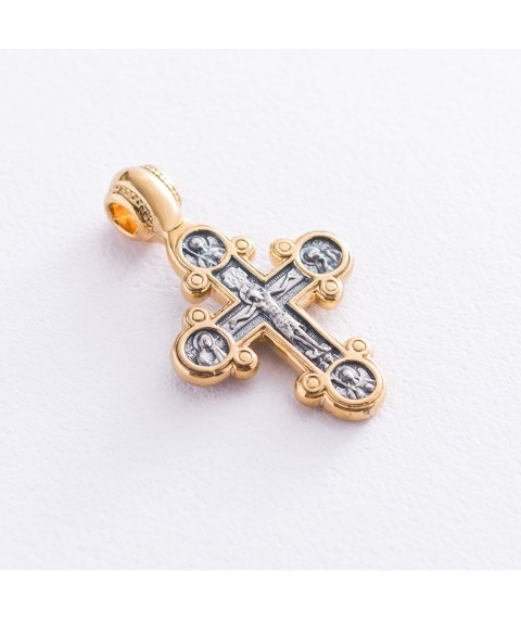 Серебряный крест "Распятие" с позолотой 132468 Онікс