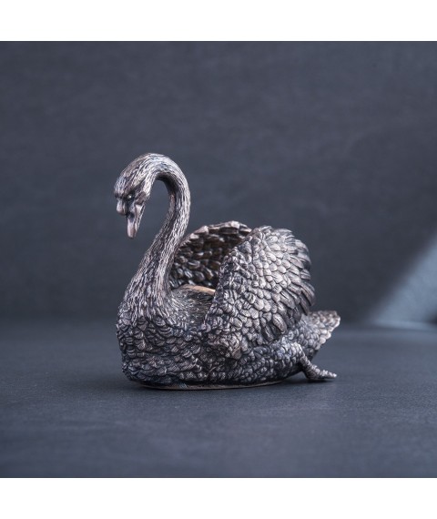 Handmade silver pate bowl "Swan" ser00022 Onix