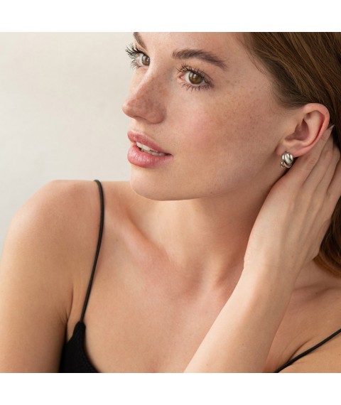 Silver earrings "Ella" 122983 Onyx