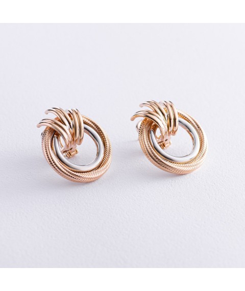 Gold earrings "Rings" s06100 Onyx