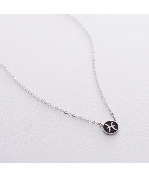 Silver necklace "Zodiac sign Pisces" 18974ribi Onix 42