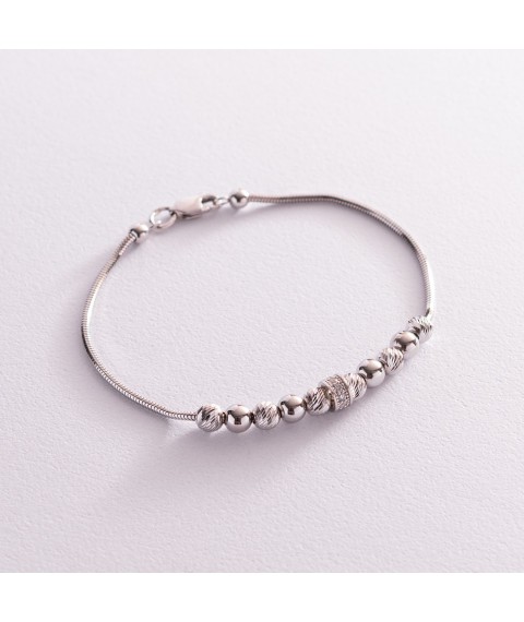 Silver bracelet "Balls" (cubic zirconia) 141576 Onyx