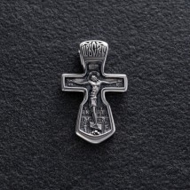 Orthodox silver cross "Crucifixion" with blackening 13357 Onyx