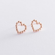Gold stud earrings "Lovers' hearts" s06887 Onyx