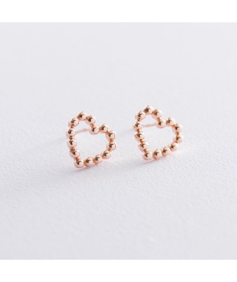 Gold stud earrings "Lovers' hearts" s06887 Onyx