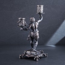 Handmade silver figure "Moor with a monkey" ser00015 Onyx