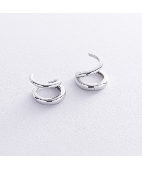 Серебряные серьги - кольца OR138410 Онікс