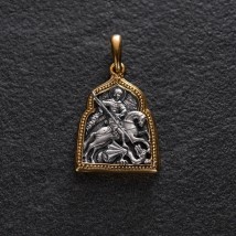 Silver amulet "St. George the Victorious" (blackening, gilding) 132769 Onyx