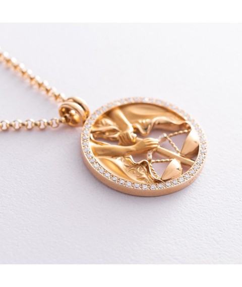 Gold necklace "Zodiac sign Libra" with diamonds pb3-1961 Onix 45