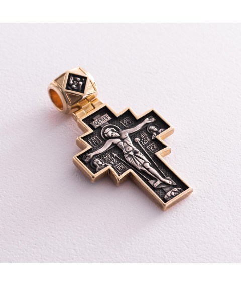 Серебряный крестик с позолотой «Распятие. Икона Божией Матери «Неопалимая Купина» 132303 Онікс