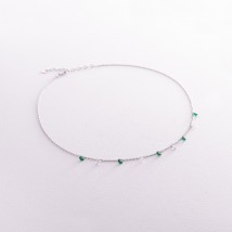 Necklace in silver (green and white cubic zirconia) 181226 Onyx 43