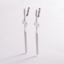 Dangling earrings "Clover" in white gold s07454 Onyx