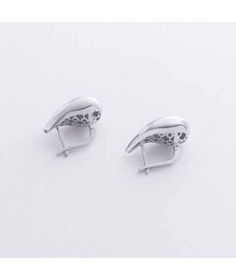 Серьги "Megan" в белом золоте (Small) с09119 Онікс