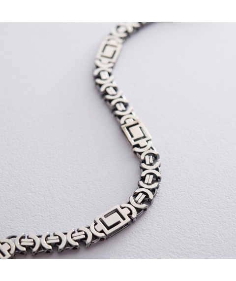 Мужской серебряный браслет (Евро Версаче 1.0 см) чо217020 Онікс 22