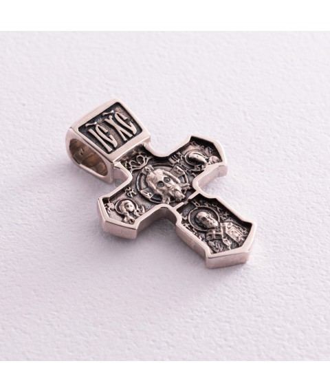 Православный крест из серебра (чернение) 132405 Онікс