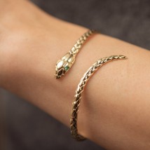 Hard bracelet "Snake" in yellow gold (emeralds) bb0044m Onix 16