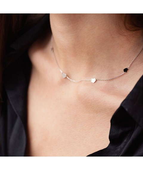 Silver necklace "Hearts" 908-01075 Onix 38