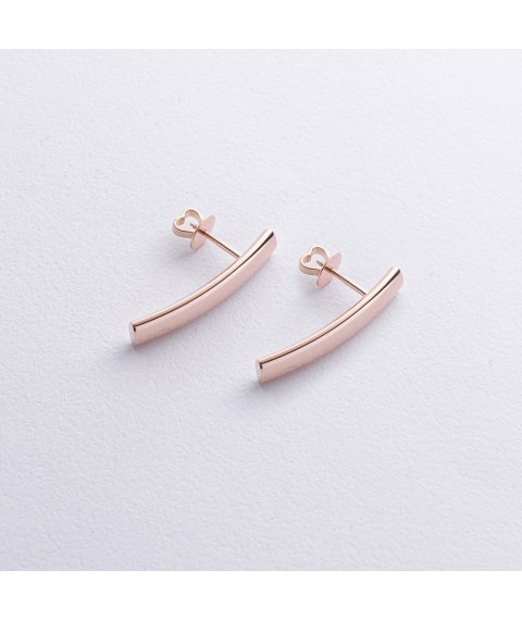Earrings - studs "Molly" in red gold s08538 Onyx