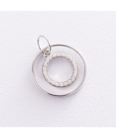 Silver pendant "Cycle" (cubic zirconia) 133082 Onyx