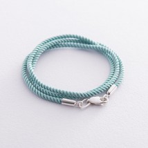 Silk turquoise cord with silver smooth clasp (2mm) 18497 Onix 50