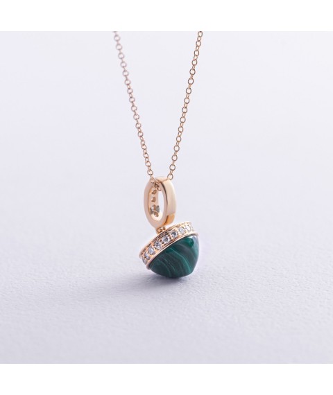 Gold necklace (malachite, diamonds) flask0129sc Onix 45