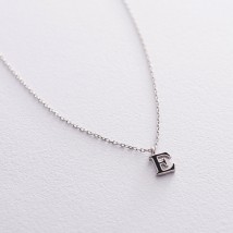 Серебряное колье с буквой Е 18619ч Онікс  45