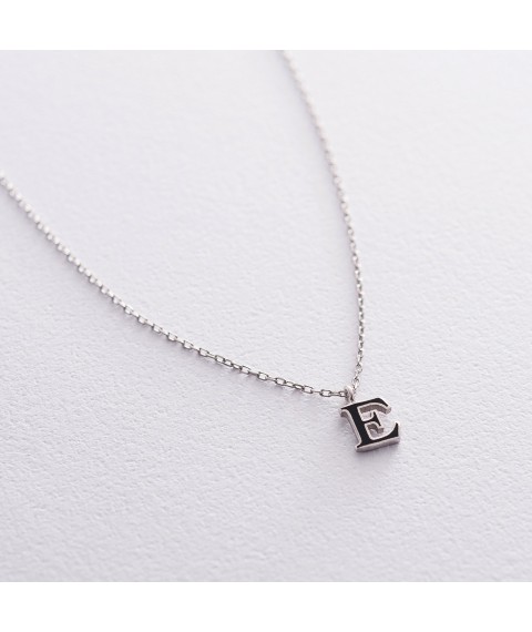 Серебряное колье с буквой Е 18619ч Онікс  45
