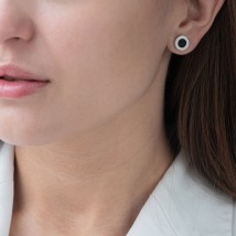 Silver stud earrings (black enamel) 122899 Onyx