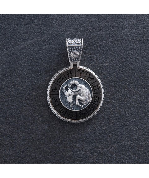 Срібний кулон "Знак зодіаку Овен" з ебеном 1041овен Онікс