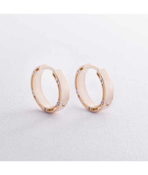 Gold earrings "Rings" with cubic zirconia, diameter: 17 mm s05226 Onyx