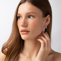 Серьги "Alisia" в белом золоте с09220 Онікс