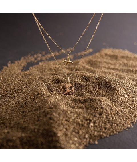 Necklace in yellow gold "Around the World" col01685 Onyx 45