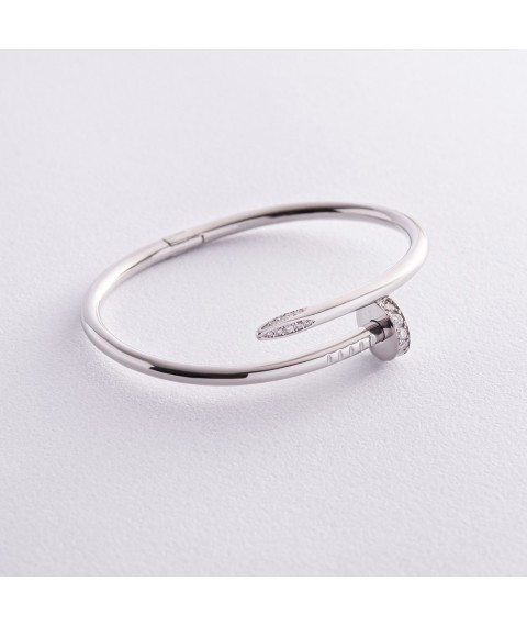 Silver bracelet "Nail" with cubic zirconia 804 Onyx