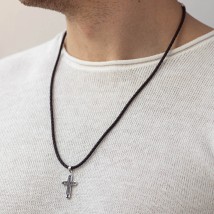 Крест в белом золоте (черные фианиты) п03491 Онікс