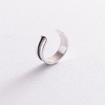 Silver earring - cuff "Lines" 123109 Onyx