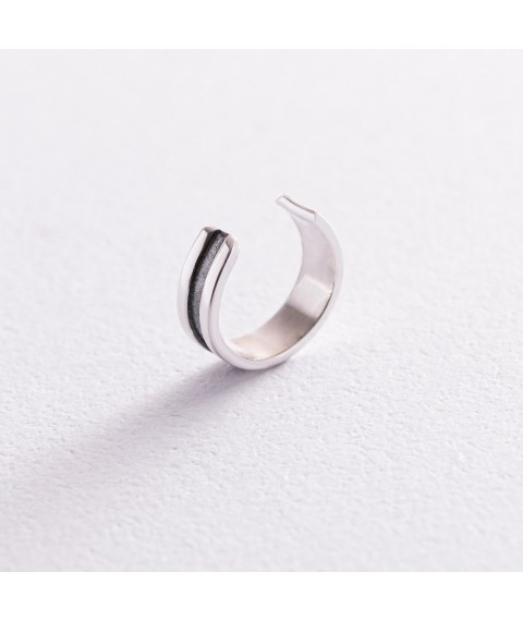 Silver earring - cuff "Lines" 123109 Onyx