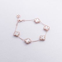 "Clover" bracelet with mother-of-pearl (red gold) b05444 Onix 18