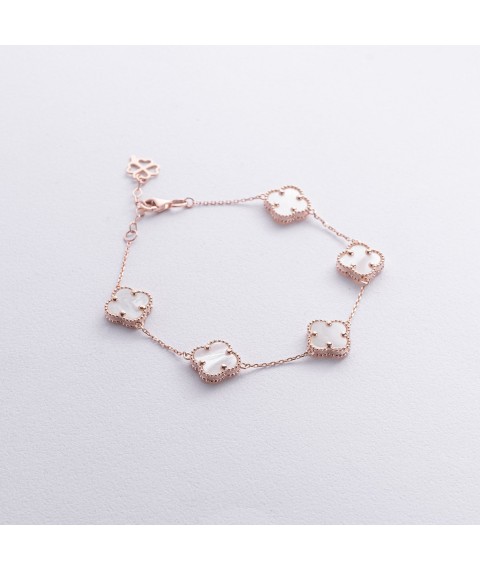 "Clover" bracelet with mother-of-pearl (red gold) b05444 Onix 18