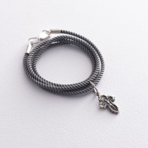 Шелковый серый шнурок с гладкой серебряной застежкой (2мм) 18495 Онікс  50