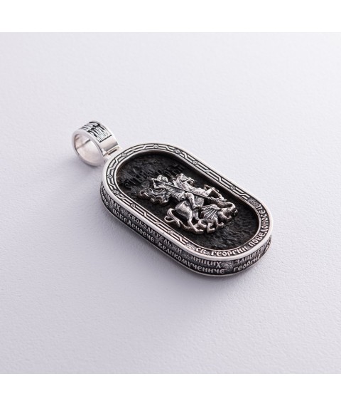 Silver pendant "St. George the Victorious" with ebony 950 Onyx