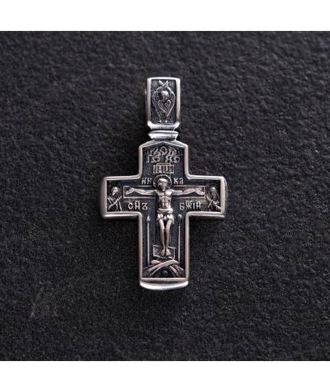 Серебряный крест "Распятие Христово. Деисус" (чернение) 132991 Онікс