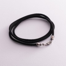Шелковый шнурок с серебряной застежкой (3мм) 18456 Онікс  60