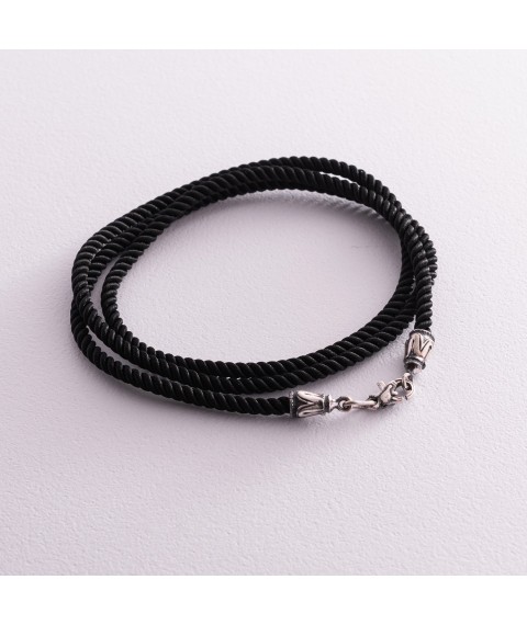 Silk cord with silver clasp (3mm) 18456 Onyx 60