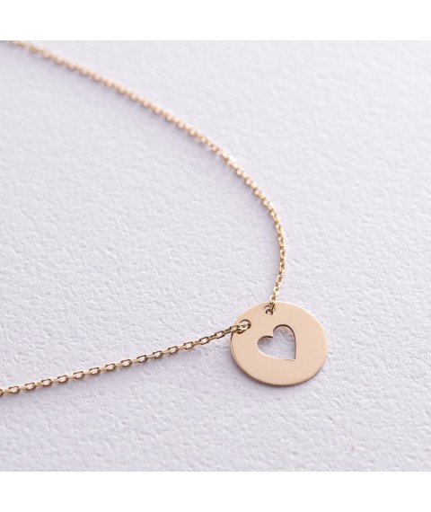 Necklace "Heart" in yellow gold kol01700с Onix 40